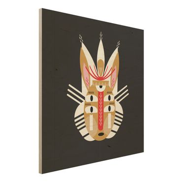Impression sur bois - Collage Ethno Mask - Rabbit