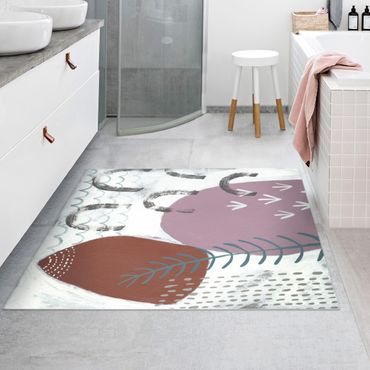 Vinyl Floor Mat - Carnival Of Shapes In Berry II - Square Format 1:1