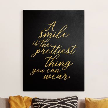 Tableau sur toile or - A Smile is the prettiest thing Sans Serif Black