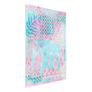 Impression sur forex - Colourful Collage - Elephant In Blue And Pink