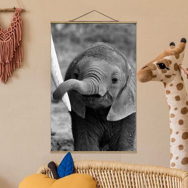 Tableau en tissu avec porte-affiche - Baby Elephant