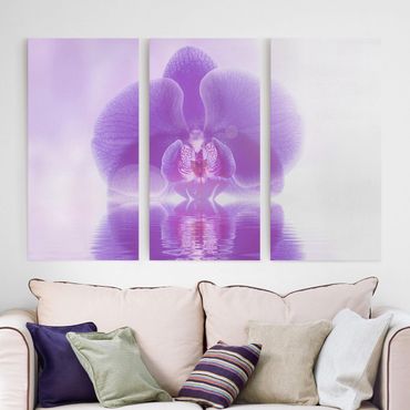Impression sur toile 3 parties - Purple Orchid On Water