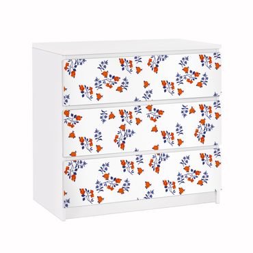 Papier adhésif pour meuble IKEA - Malm commode 3x tiroirs - Mille Fleurs Design Pattern