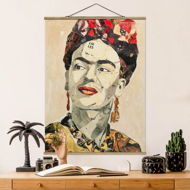 Tableau en tissu avec porte-affiche - Frida Kahlo - Collage No.2
