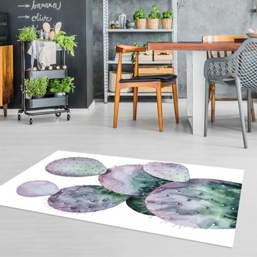 Vinyl Floor Mat - Cactus In Purple II - Portrait Format 1:2