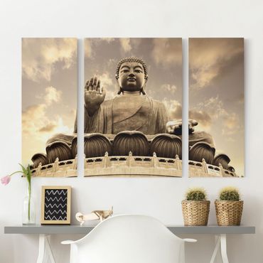 Impression sur toile 3 parties - Big Buddha Sepia