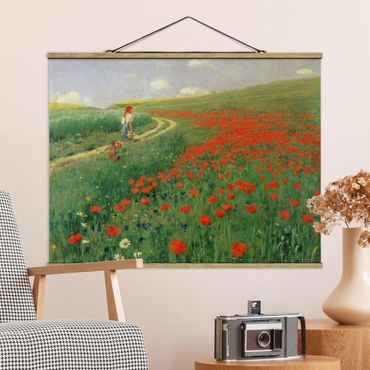 Tableau en tissu avec porte-affiche - Pál Szinyei-Merse - Summer Landscape With A Blossoming Poppy