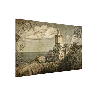 Tableau magnétique - Vintage Postcard With Lighthouse And Palm Trees