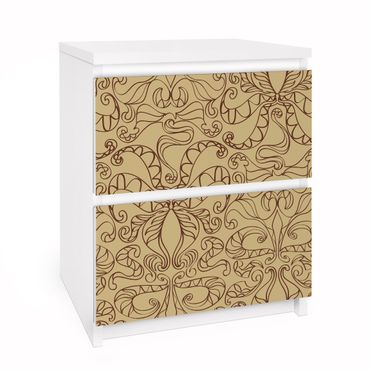 Papier adhésif pour meuble IKEA - Malm commode 2x tiroirs - Spiritual Pattern Beige