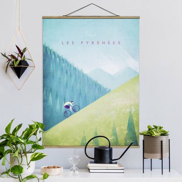 Tableau en tissu avec porte-affiche - Travel Poster - The Pyrenees