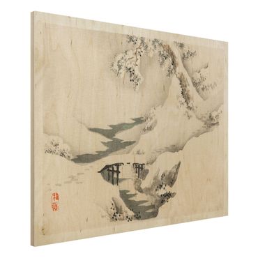 Impression sur bois - Asian Vintage Drawing Winter Landscape