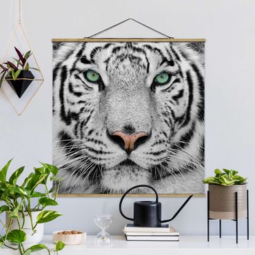Tableau en tissu avec porte-affiche - White Tiger