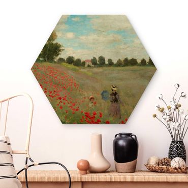 Hexagone en bois - Claude Monet - Poppy Field Near Argenteuil