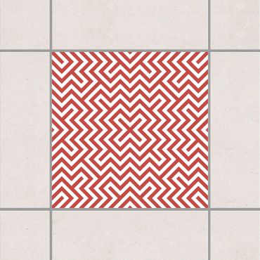 Sticker pour carrelage - Geometric stripe pattern Red