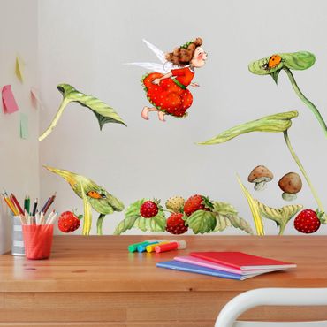 Sticker mural - Little Strawberry Strawberry Fairy - Leaf and Strawberry Set