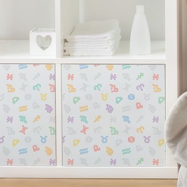 Papier adhésif pour meuble - Nursery Learning Pattern With Colourful Zodiac Symbols