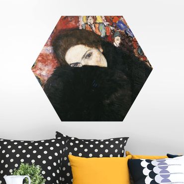 Hexagone en alu Dibond - Gustav Klimt - Lady With A Muff