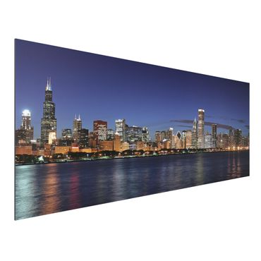 Tableau sur aluminium - Chicago Skyline At Night