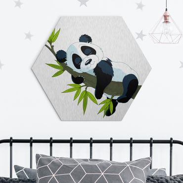 Hexagone en alu Dibond - Sleeping Panda
