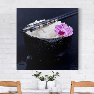 Impression sur toile - Rice Bowl With Orchid