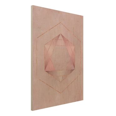 Impression sur bois - Geometry In Pink And Gold I
