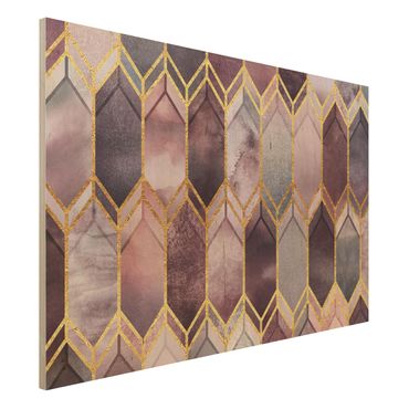 Impression sur bois - Stained Glass Geometric Rose Gold