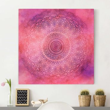 Impression sur toile - Watercolour Mandala Light Pink Violet