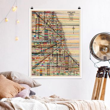 Poster cartes de villes, pays & monde - Modern Map Of Chicago