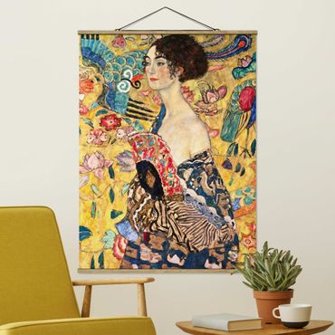 Tableau en tissu avec porte-affiche - Gustav Klimt - Lady With Fan