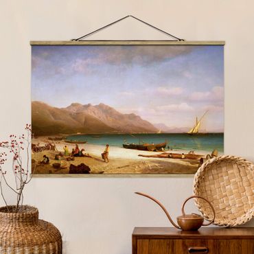 Tableau en tissu avec porte-affiche - Albert Bierstadt - Bay of Salerno