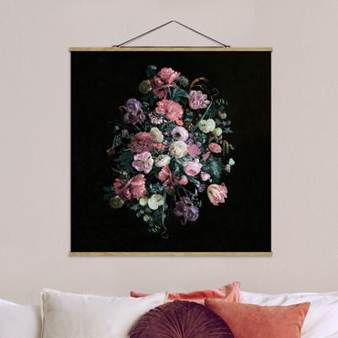 Tableau en tissu avec porte-affiche - Jan Davidsz De Heem - Dark Flower Bouquet