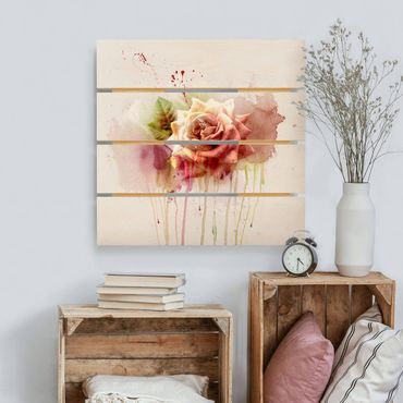 Impression sur bois - Watercolour Rose