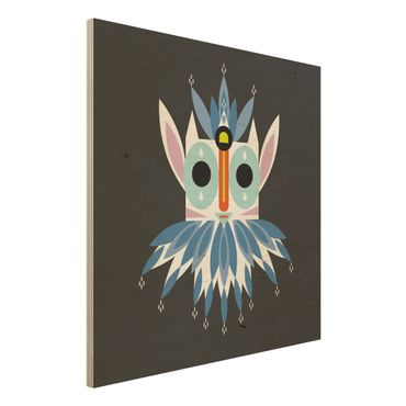 Impression sur bois - Collage Ethno Mask - Gnome