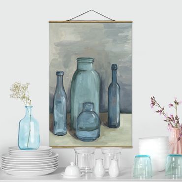 Tableau en tissu avec porte-affiche - Still Life With Glass Bottles II