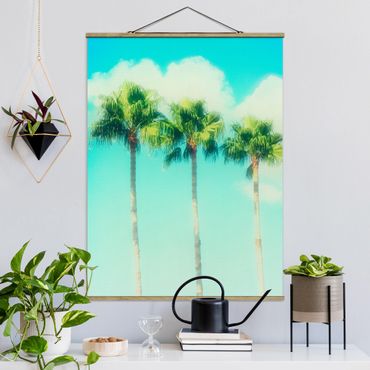 Tableau en tissu avec porte-affiche - Palm Trees Against Blue Sky
