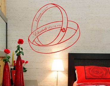 Sticker mural - No.529 Customised text wedding rings