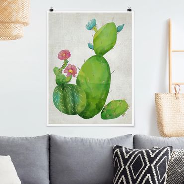 Poster fleurs - Cactus Family In Pink And Turquoise