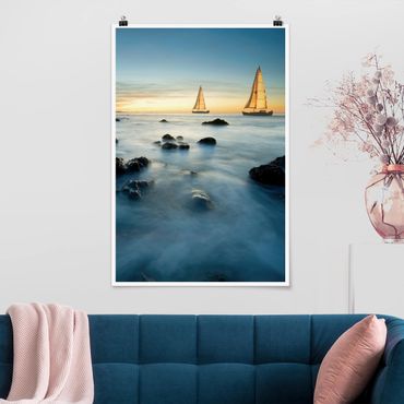 Poster plage - Sailboats On the Ocean
