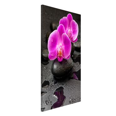 Tableau magnétique - Pink Orchid Flower On Stones With Drops