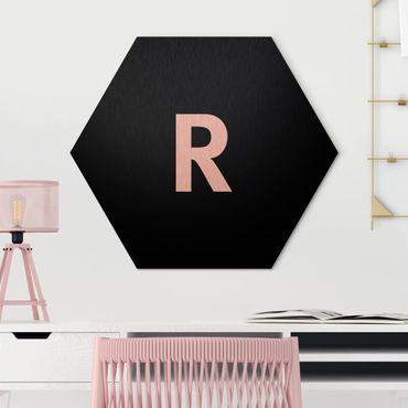Hexagone en alu Dibond - Letter Black R