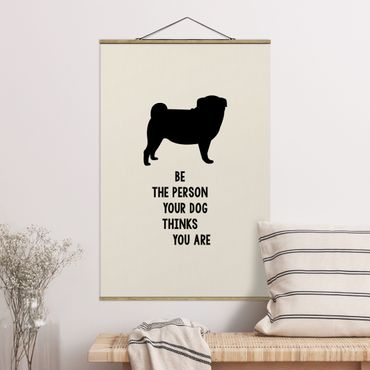 Tableau en tissu avec porte-affiche - Thinking Pug