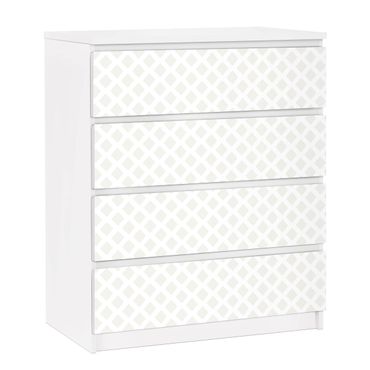 Papier adhésif pour meuble IKEA - Malm commode 4x tiroirs - Diamond Grid Light Beige