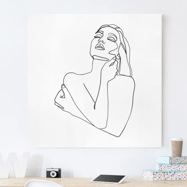 Tableau sur toile - Line Art Woman Torso Black And White