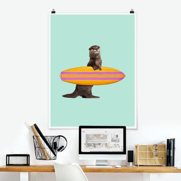 Poster animaux - Otter With Surfboard