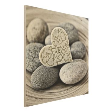 Impression sur bois - Carpe Diem Heart With Stones