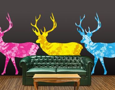 Sticker mural - No.408 Three Decostyle Deers Set CMYK