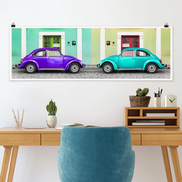 Poster panoramique - Beetles Purple Turquoise