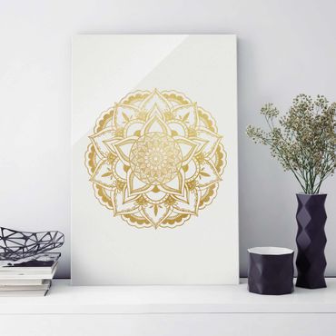 Tableau en verre - Mandala Illustration Ornament White Black