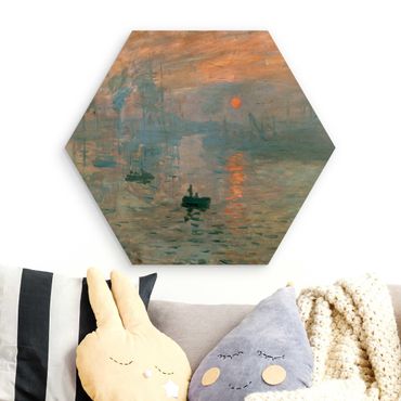 Hexagone en bois - Claude Monet - Impression (Sunrise)