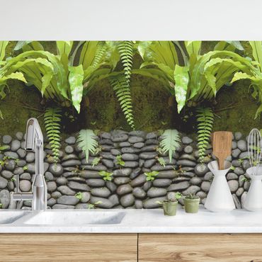 Revêtement mural cuisine - Stone Wall With Plants
